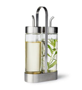 IKEA ORTFYLLD 3-piece Oil - Vinegar Set, Rack For Oil - Vinegar With Steel Base Olive Oil Dispenser Glass - Stainless Steel